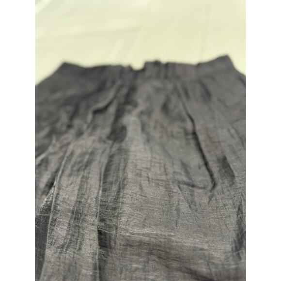 J Crew Black Linen Blend Mini Skirt 0 Back Zip Pockets Pleated Waist - Picture 2 of 5